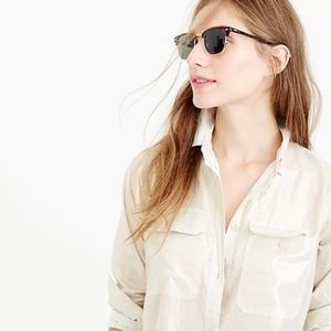 J. Crew whisper gold lamé lightweight camp shirt